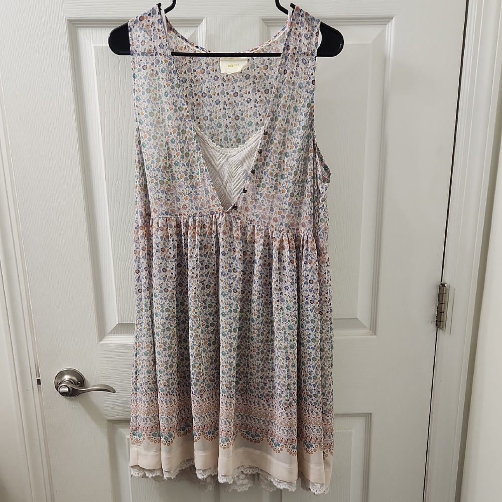 Maeve Floral Dress with Blue and Orange Accents
